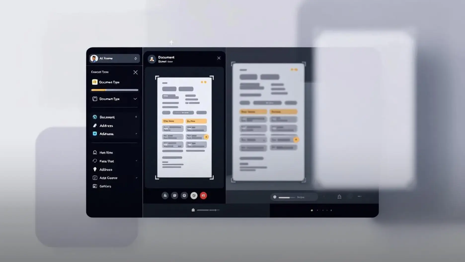 The image depicts an AI-powered document scanning and data extraction workflow interface, showcasing various features such as optical character recognition and automated data enrichment. This interface is designed to streamline business processes, enhance decision-making, and reduce manual work for users utilizing Odoo's AI tools.