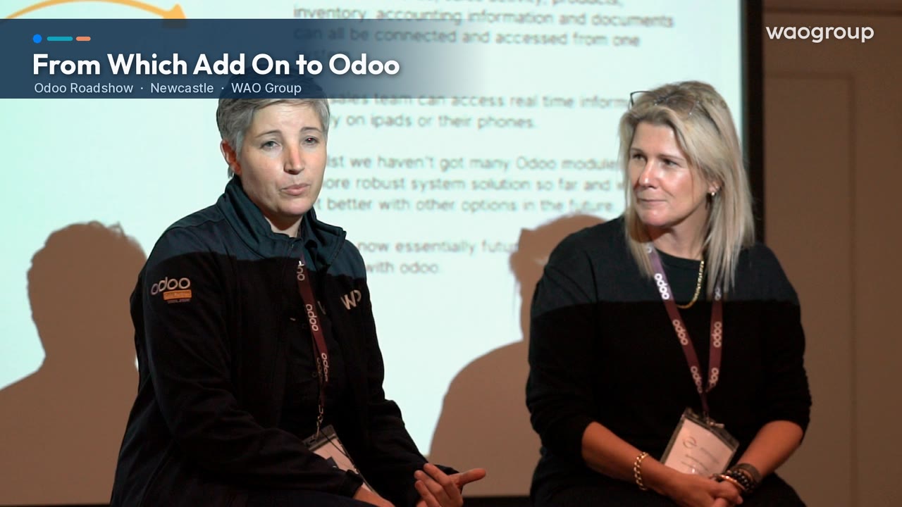 Video still: From Which Add On to Odoo, from the Odoo Roadshow in Newcastle