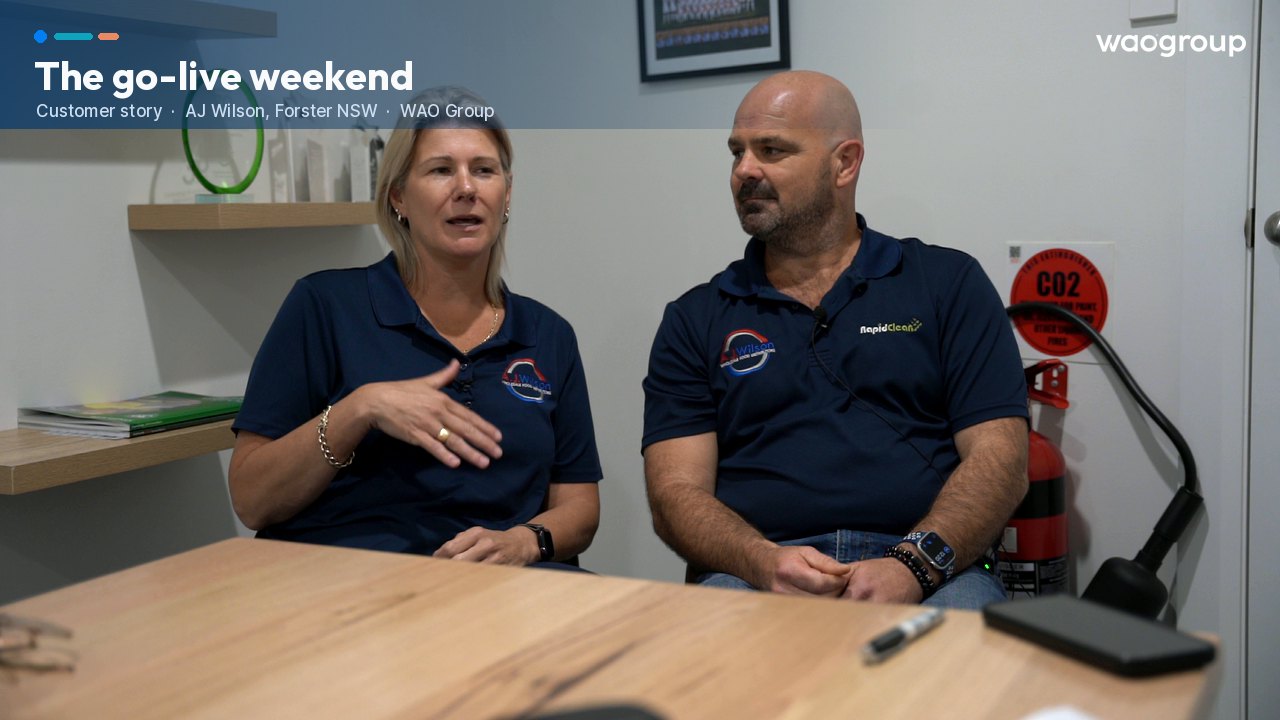 Video still: The go-live weekend: Saturday 11am to Monday 6am, with Belinda Wilson and Scott Bradbrook of AJ Wilson